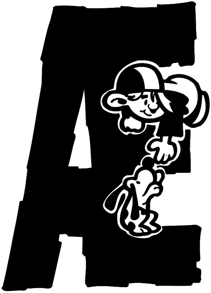The letter 'A' with a little boy and dog vinyl sticker. Customize on line.  Numbers 065-1727